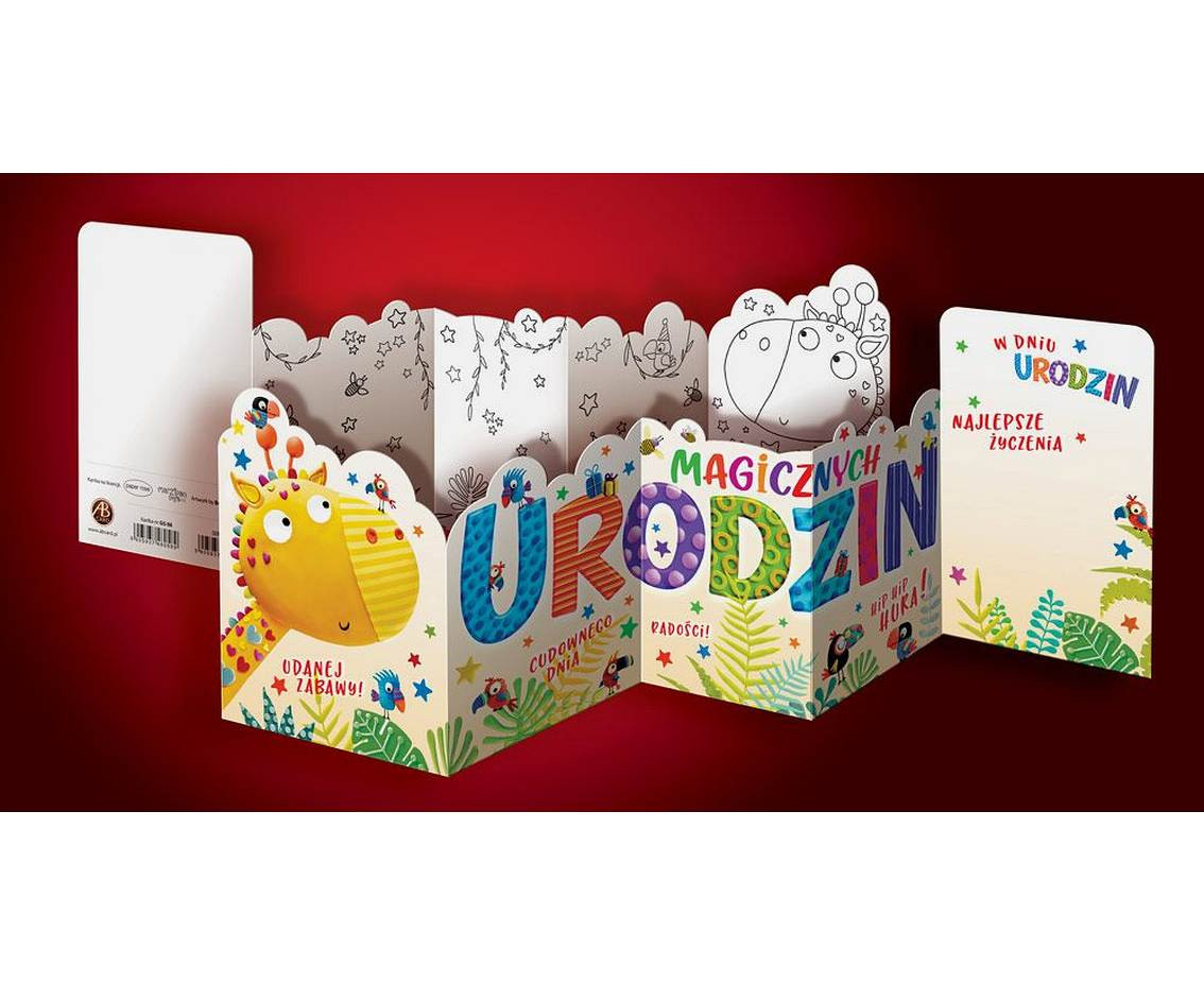 Harmony Card with Birthday Coloring Book, Giraffe, 11,5x16,5 cm